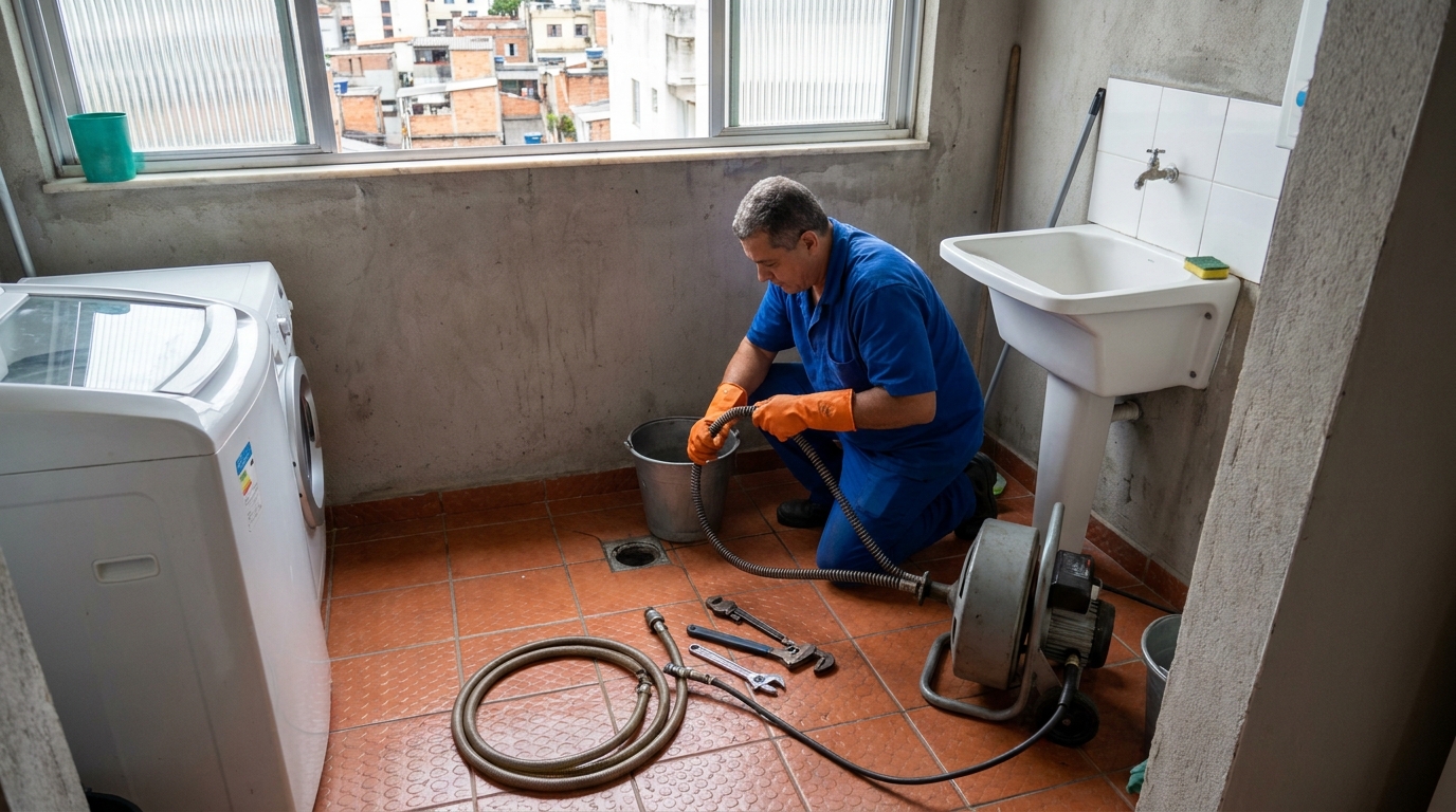 Desentupimento de ralo com equipamento em Governador Valadares‑MG